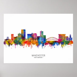 Manchester New Hampshire Siluett Poster