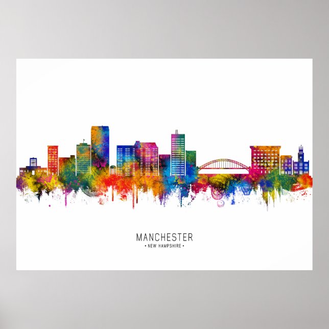 Manchester New Hampshire Siluett Poster (Framsidan)