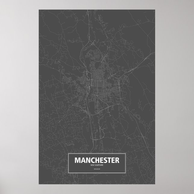 Manchester, New Hampshire (vit på svart) Poster (Framsidan)