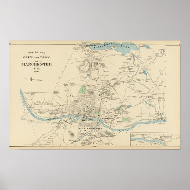 Manchester, NH-stad, stad Poster (Framsidan)