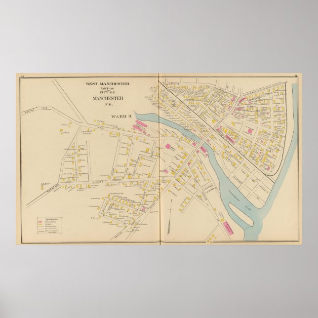 Manchester, NH, W Manchester, Ward 8 Poster (Framsidan)