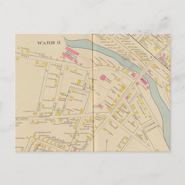 Manchester, NH, W Manchester, Ward 8 Vykort (Framsida)