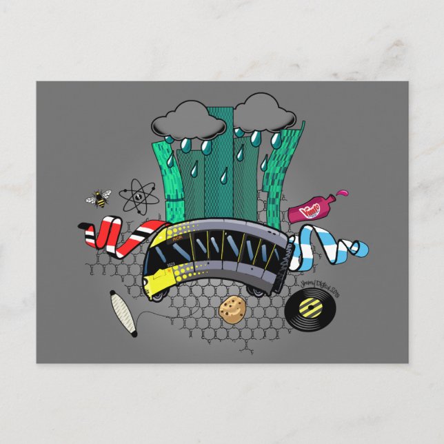 Manchester och Underbarare Manchester med bin & sp Vykort (Framsida)