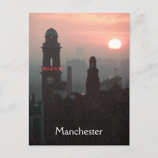 Manchester Sunset Postcard Vykort (Framsida)