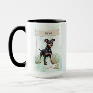 Manchester Terrier Akvarell Personlig Hund Mugg