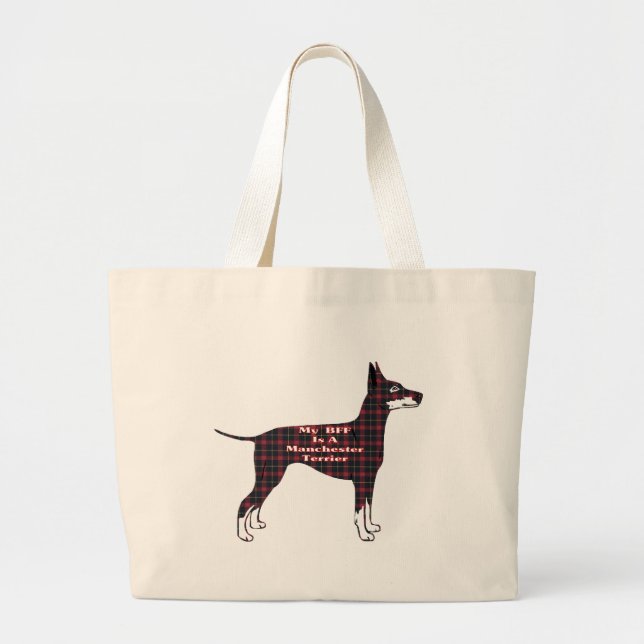 Manchester Terrier BFF Tote Bag Jumbo Tygkasse (Framsidan)