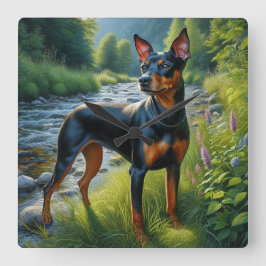Manchester Terrier Fyrkantig Klocka