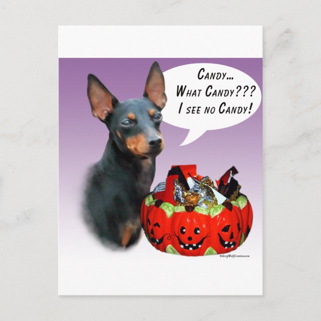 Manchester Terrier Halloween Candy Vykort (Framsida)