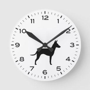 Manchester Terrier Hund aveln Silhouette Rund Klocka