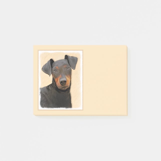 Manchester Terrier-målning Original djurkonst Post-it Block (Framsida)