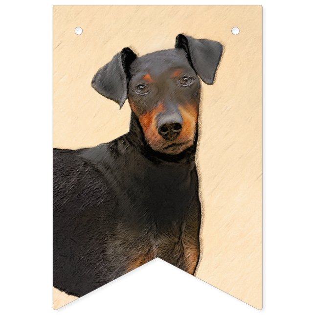 Manchester Terrier-målning Original djurkonst Vimplar (Första flaggan)
