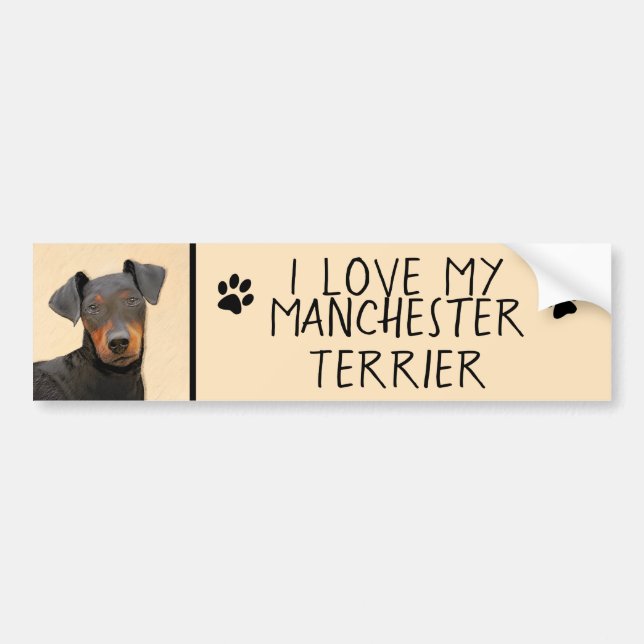 Manchester Terrier Painting Original Animal Art Bildekal (Framsidan)