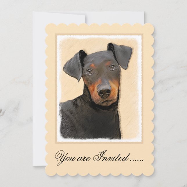 Manchester Terrier Painting Original Animal Art Inbjudningar (Framsida)