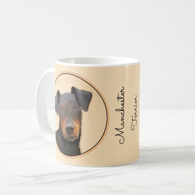 Manchester Terrier Painting Original Animal Art Kaffemugg (Framsida vänster)