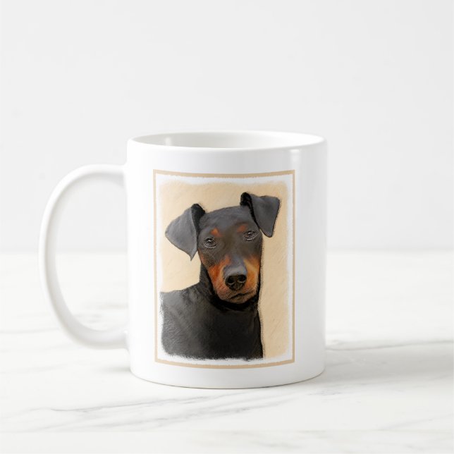 Manchester Terrier Painting Original Animal Art Kaffemugg (Vänster)