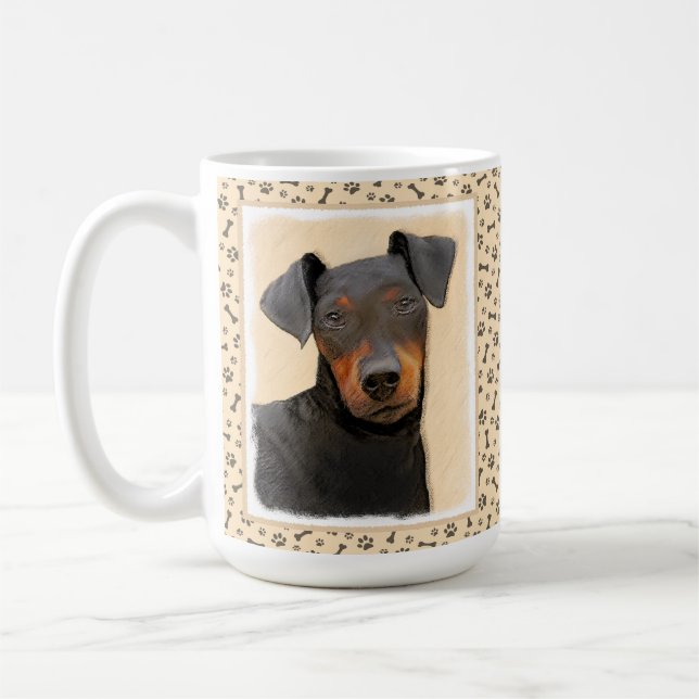 Manchester Terrier Painting Original Animal Art Kaffemugg (Vänster)