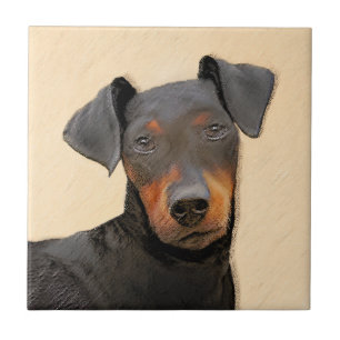 Manchester Terrier Painting Original Animal Art Kakelplatta