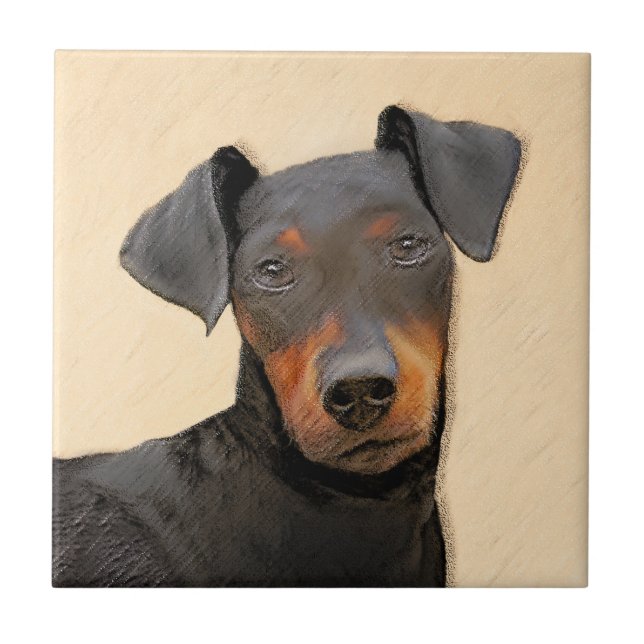 Manchester Terrier Painting Original Animal Art Kakelplatta (Framsidan)