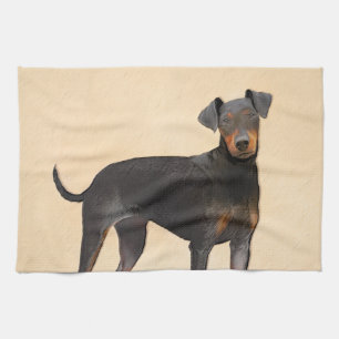 Manchester Terrier Painting Original Animal Art Kökshandduk
