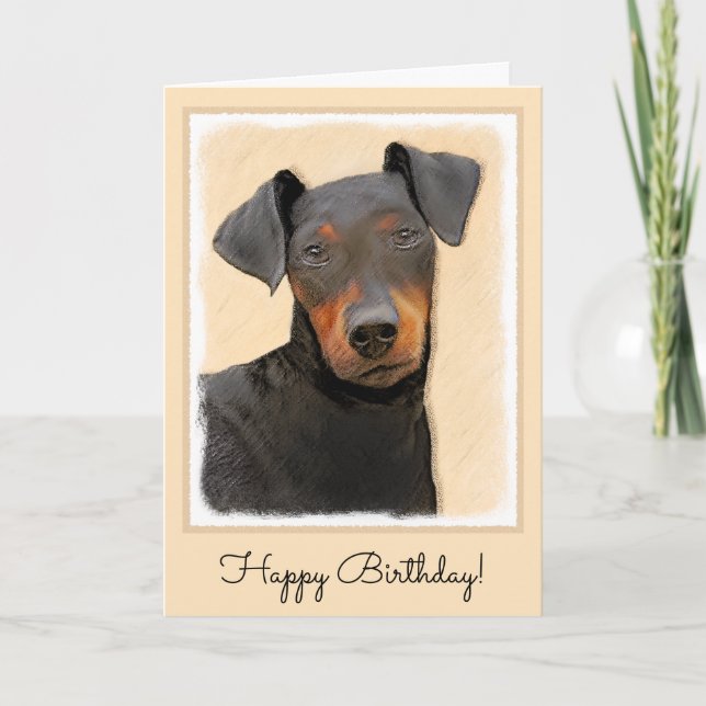 Manchester Terrier Painting Original Animal Art Kort (Framsida)