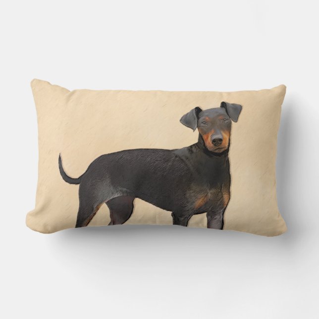 Manchester Terrier Painting Original Animal Art Lumbarkudde (Framsida)
