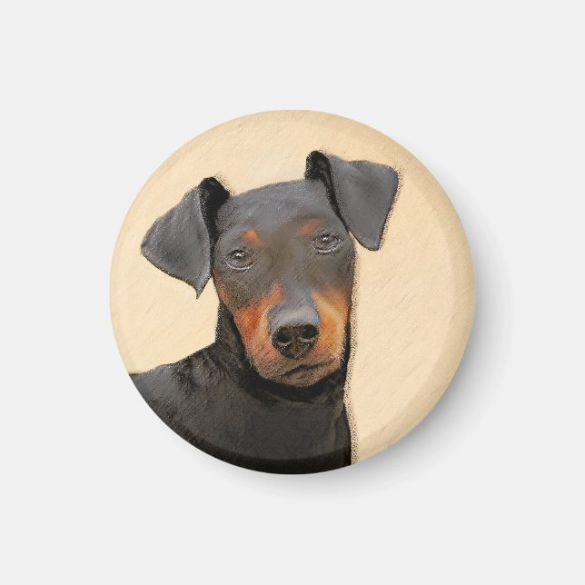 Manchester Terrier Painting Original Animal Art Magnet (Framsidan)
