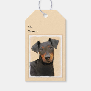 Manchester Terrier Painting Original Animal Art Presentetikett