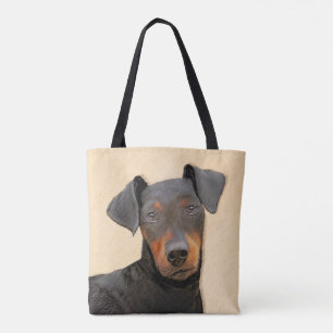 Manchester Terrier Painting Original Animal Art Tygkasse