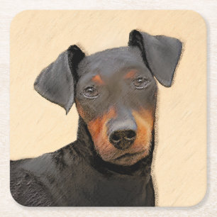 Manchester Terrier Painting Original Animal Art Underlägg Papper Kvadrat