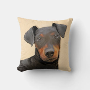 Manchester Terrier Painting - Original Hund Art Kudde