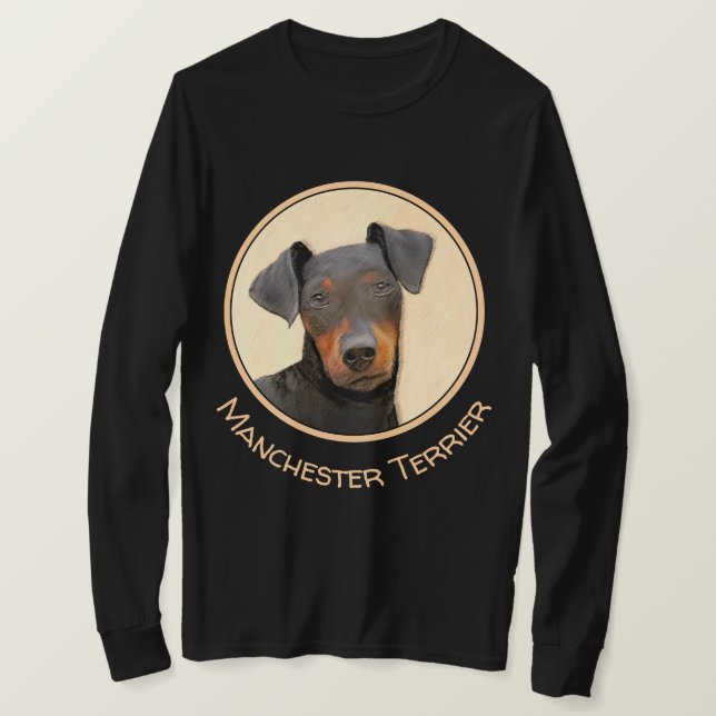 Manchester Terrier Painting - Original Hund Art T Shirt (Design framsida)