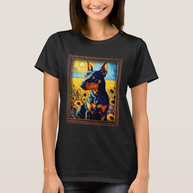 Manchester Terrier Painting Sunflower Flower Mom W T Shirt (Framsida)