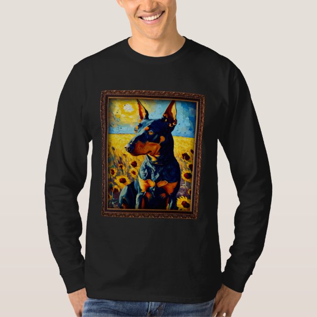 Manchester Terrier Painting Sunflower Flower Mom W T Shirt (Framsida)