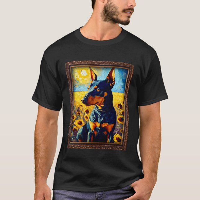 Manchester Terrier Painting Sunflower Flower Mom W T Shirt (Framsida)