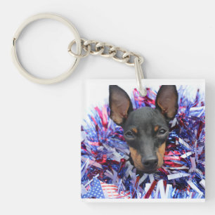 Manchester Terrier Rött vitt blått Keychain