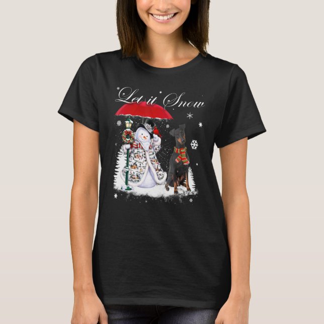 Manchester Terrier Santa Hund jul Snögubbe Xma T Shirt (Framsida)