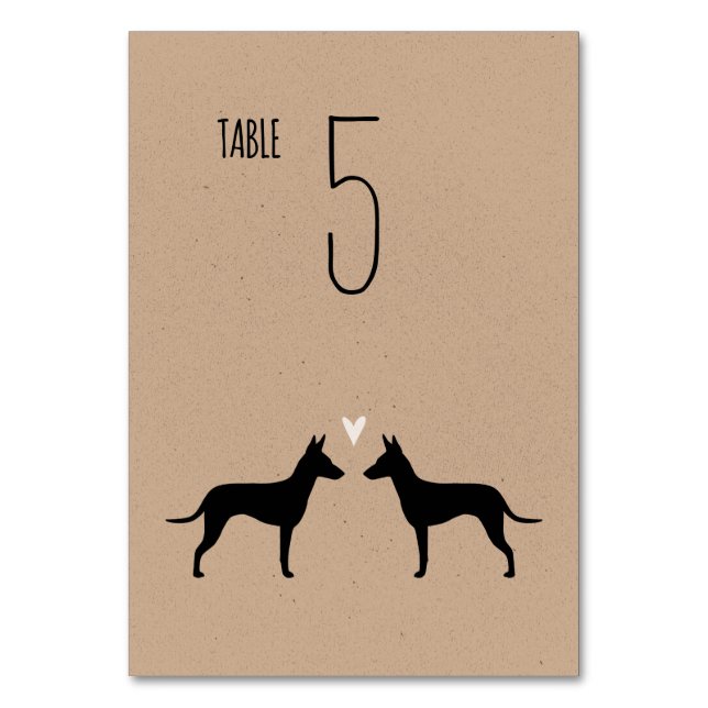 Manchester Terrier Silhouettes Wedding Reception Bordsnummer (Framsidan)