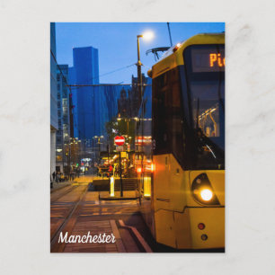 Manchester Tram Piccadilly Gardens Postcard Vykort