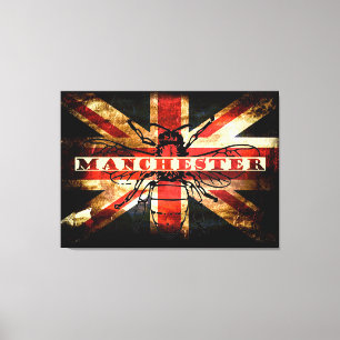 Manchester uk flagga med bin canvastryck