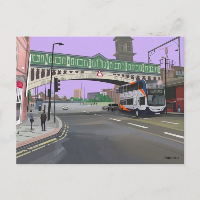 Manchester UK illustration Vykort (Framsida)