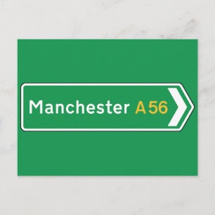 Manchester, UK Road Sign Vykort