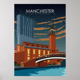 Manchester Vintage Minimal Retro Travel Poster
