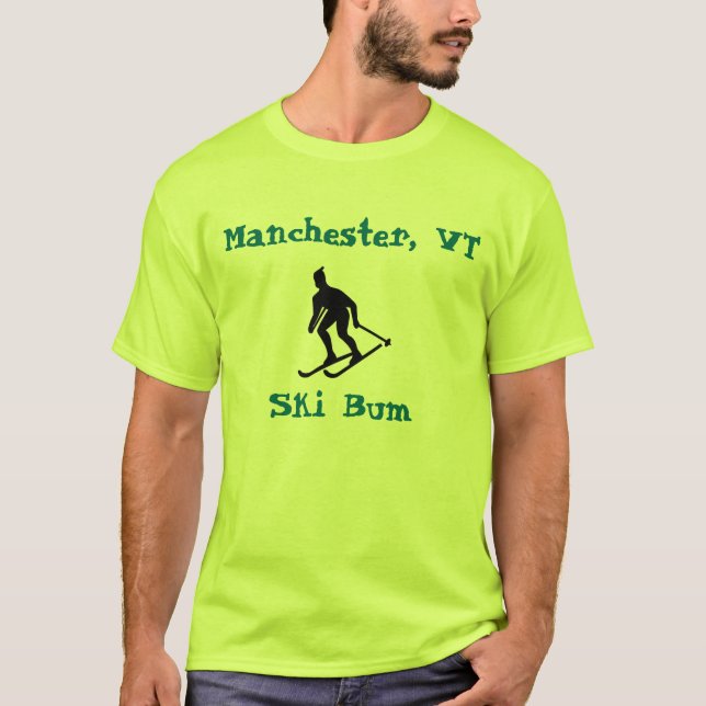 Manchester, VT, Ski Bum T Shirt (Framsida)