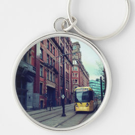 Manchesters gator rund silverfärgad nyckelring
