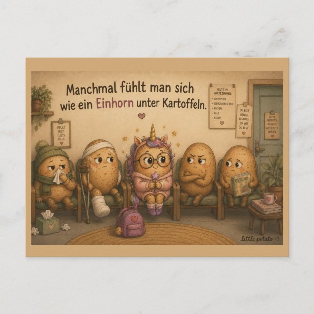Manchmal fühlt man sich - Einhorn - Wartezimmer Helg Vykort (Framsida)