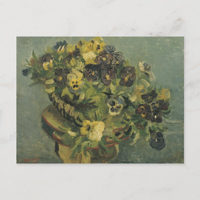 Mand met viooltjes Postcard Vykort (Framsida)