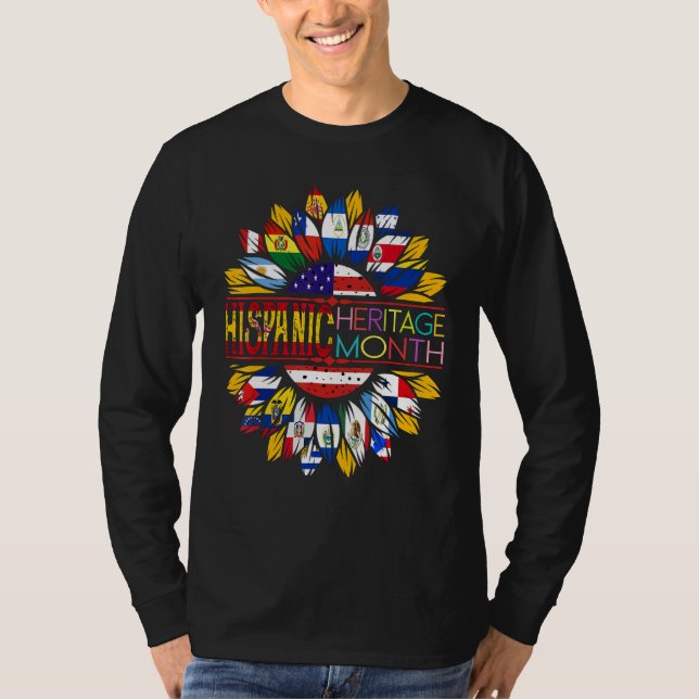 Måndag 2022 i det latinska Flaggor Sunflowe T Shirt (Framsida)