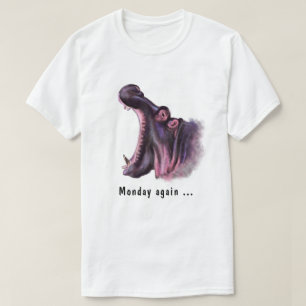 Måndag igen Yawo Hippo Roligt T-Shirt - Din text