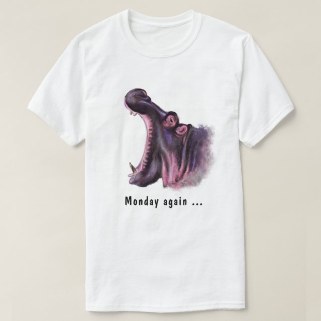 Måndag igen Yawo Hippo Roligt T-Shirt - Din text (Design framsida)