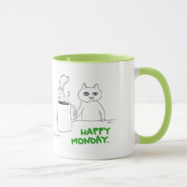 Måndag katttecknad mugg